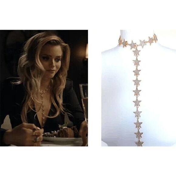 ⭐ Star Drop Spangled Rhinestone Y Lariat Long Necklace NEW - Picture 4 of 17